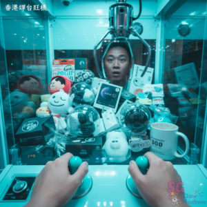 Assortment of plushies, gashapon capsules, and tech prizes for crane machines
