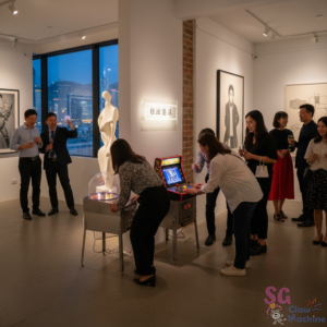 Event planner coordinating arcade machine delivery and branding