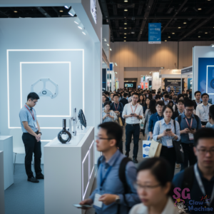 busy exhition hall with passive attendee