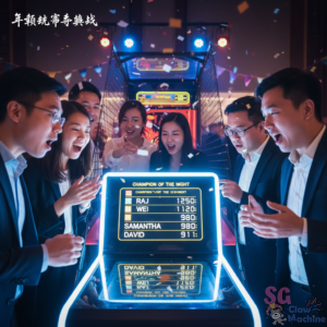 guest engaging with arcade game rental machines at a corporate event